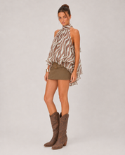 Striped Halter Ruffle Top