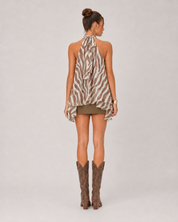 Striped Halter Ruffle Top
