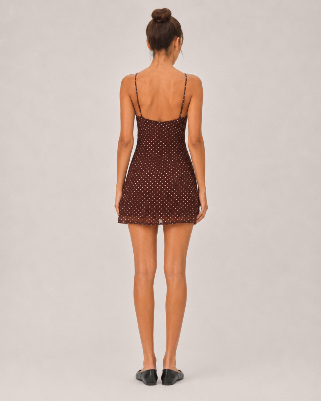 Brown Polka Dot Slip Dress