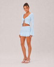 Ayla Baby Blue Mesh Skirt Set