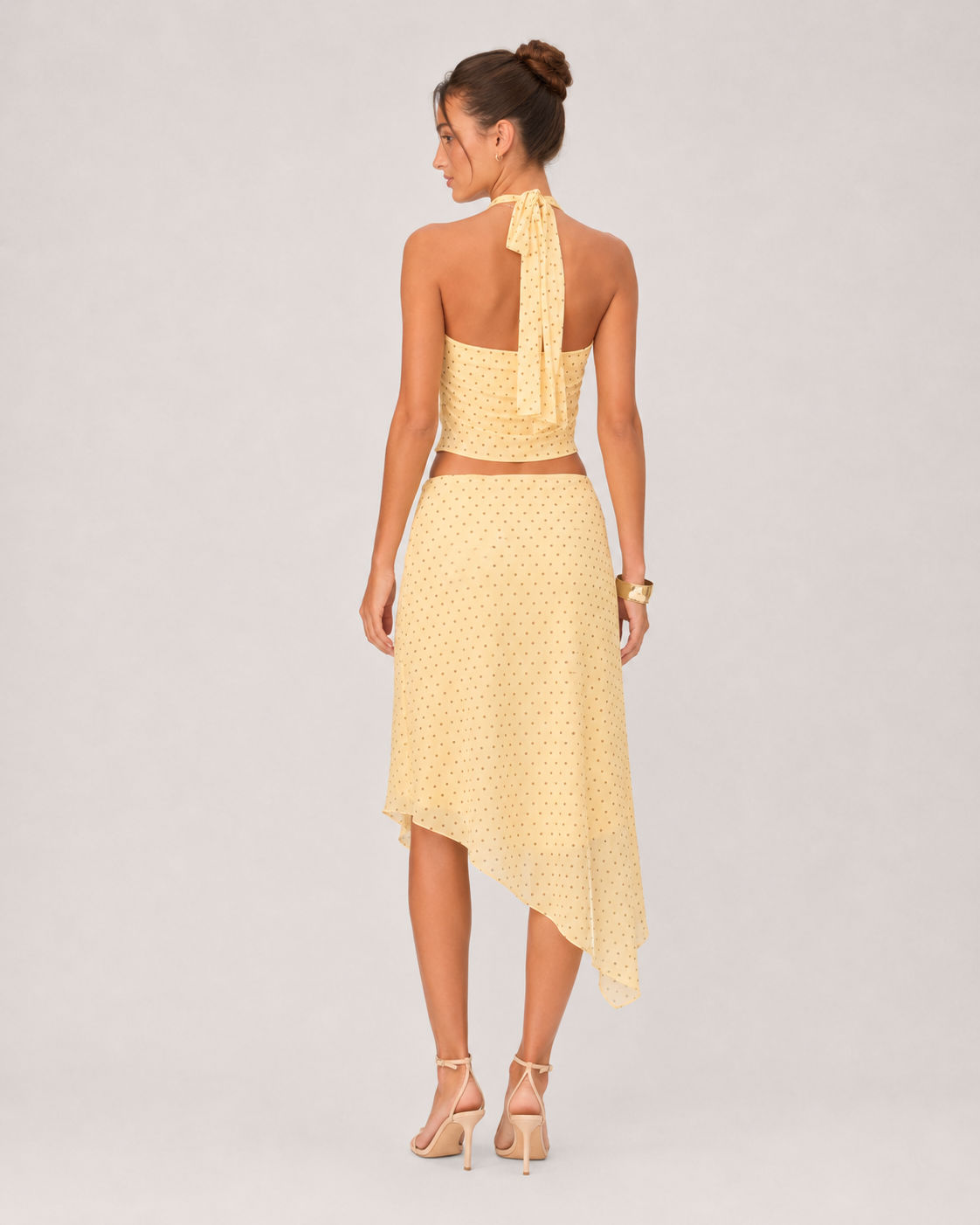 Solea Yellow Polka Dot Skirt Set