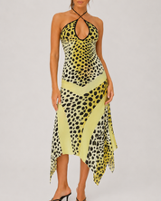 Zaya Leopard Halter Midi Dress