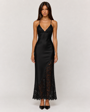 Elena Lace Midi Dress - Black