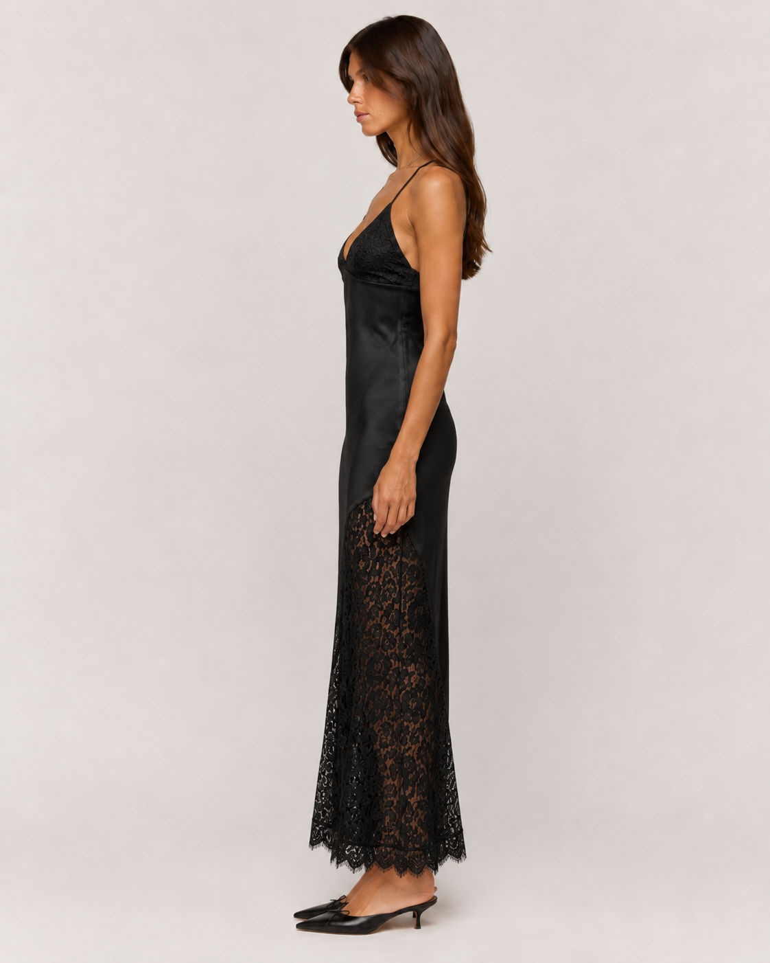 Elena Lace Midi Dress - Black