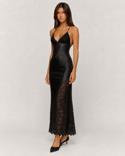 Elena Lace Midi Dress - Black