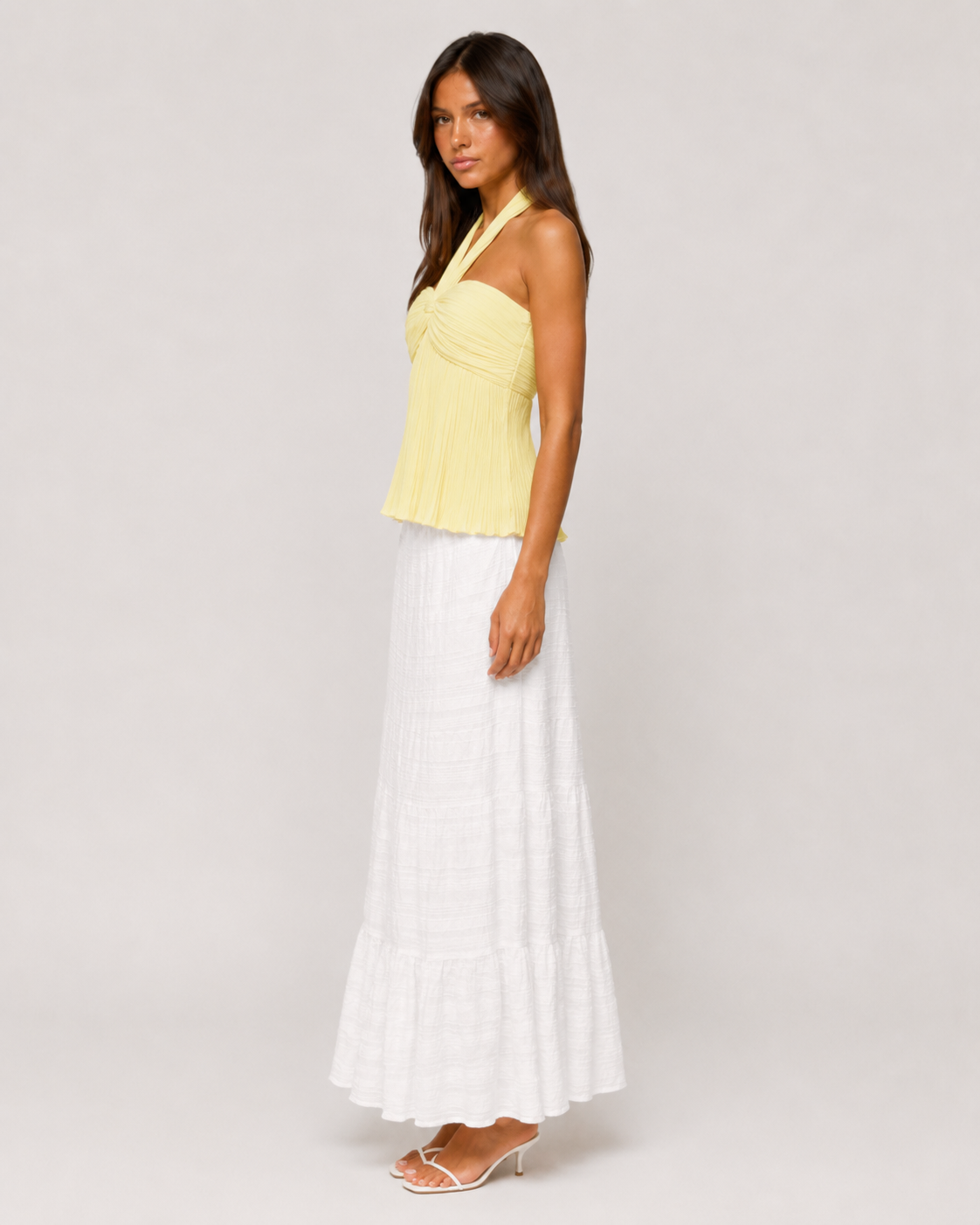Pleated Halter Top - Lime