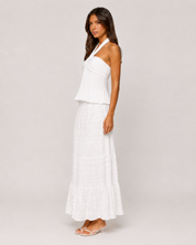 Pleated Halter Top - White
