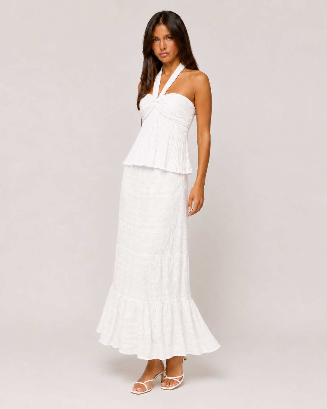 Pleated Halter Top - White