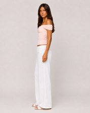 Mia Ruched Off-Shoulder Top - Peach