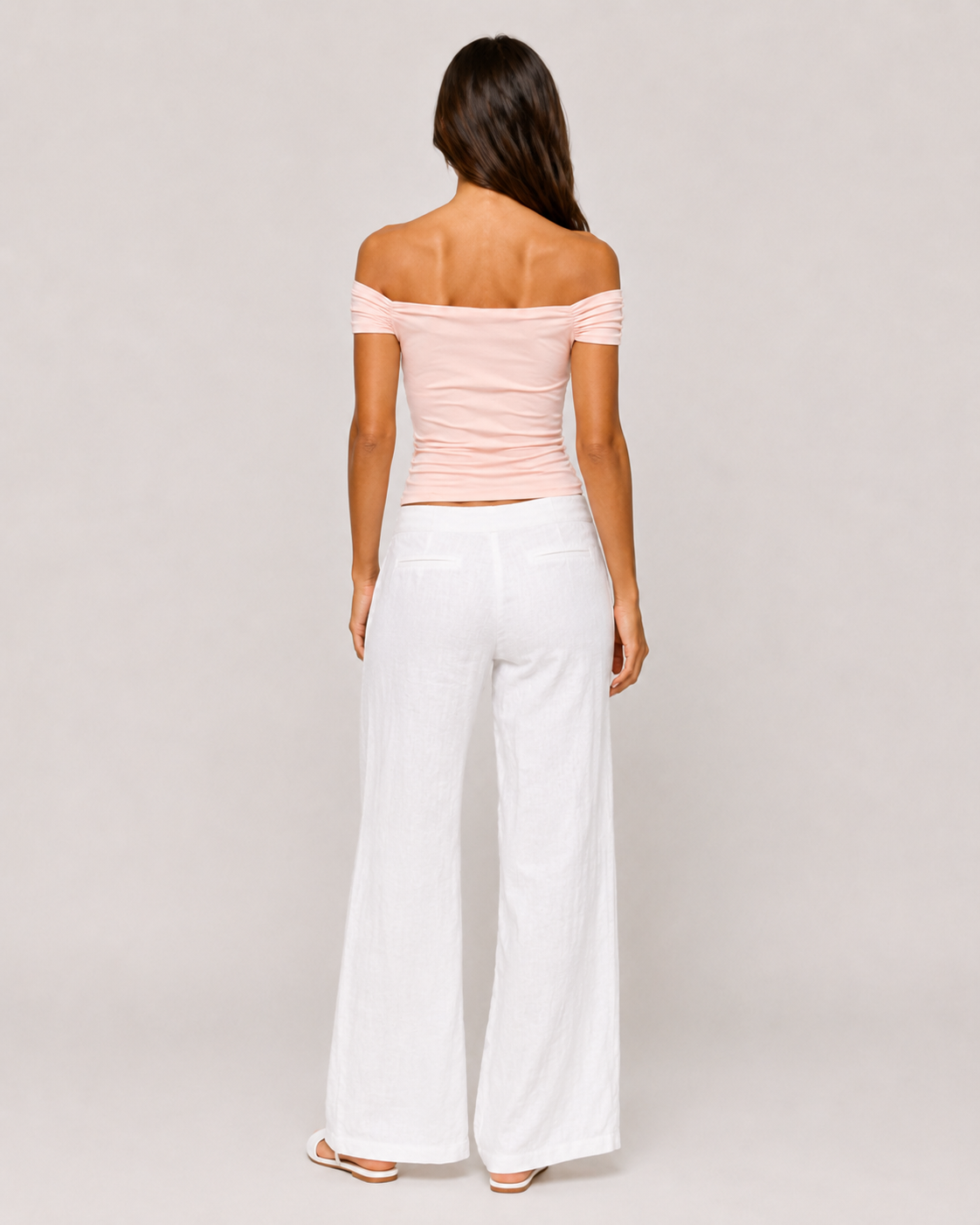 Mia Ruched Off-Shoulder Top - Peach