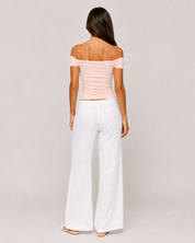 Mia Ruched Off-Shoulder Top - Peach