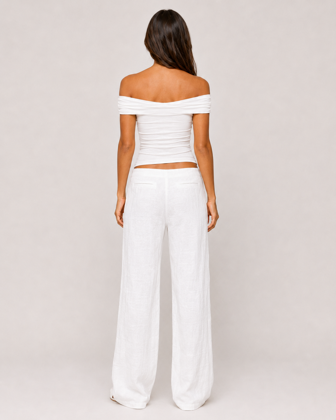 Mia Ruched Off-Shoulder Top - White