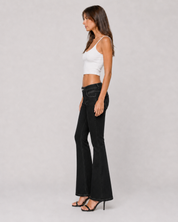 Low Rise Contrast Stitch Flare Jeans