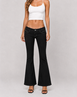 Low Rise Contrast Stitch Flare Jeans