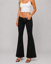 Low Rise Contrast Stitch Flare Jeans