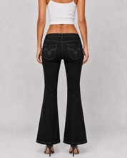 Low Rise Contrast Stitch Flare Jeans