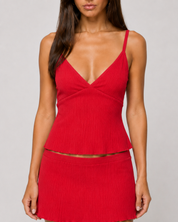 Sweet Escape Ribbed Cami Skirt Set
