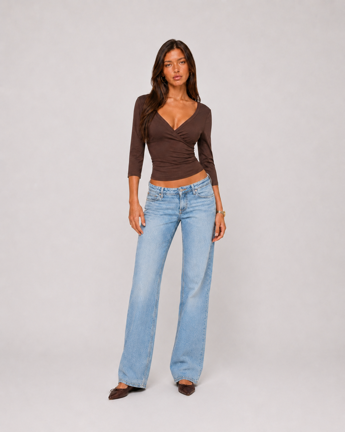 Soft Wrap 3/4 Sleeve Top