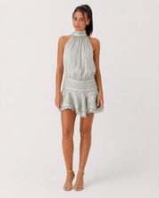 Soleil Halter Mini Dress – Light Gray