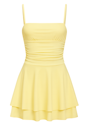 Ruched Mini Dress - Yellow - front