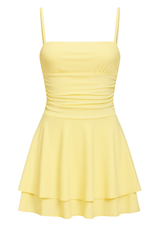 Ruched Mini Dress - Yellow