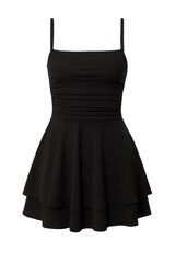 Ruched Mini Dress - Black