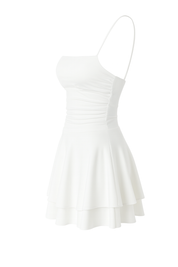 Ruched Mini Dress - White - side