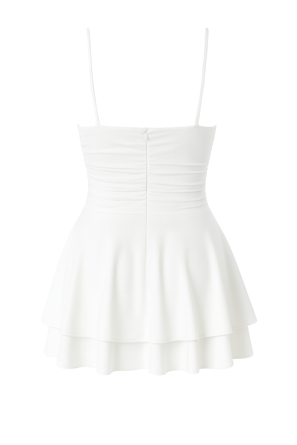 Ruched Mini Dress - White - back