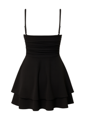 Ruched Mini Dress - Black - back