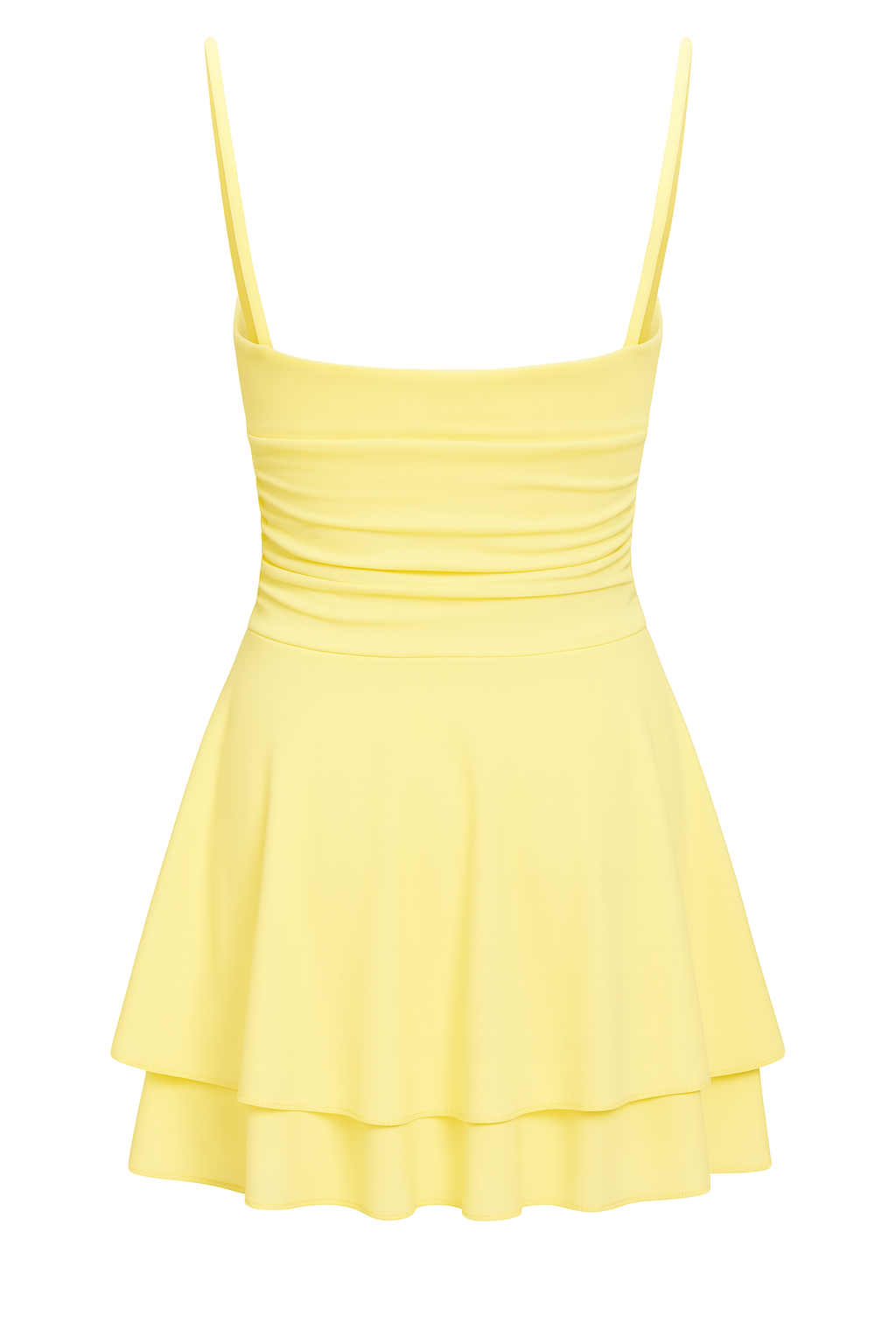 Ruched Mini Dress - Yellow - back