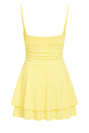 Ruched Mini Dress - Yellow - back