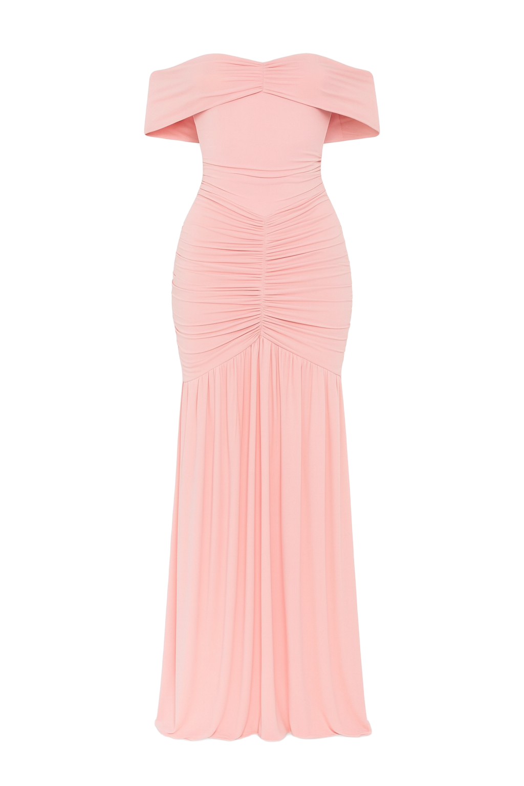 Ruched Off Shoulder Gown - Pink - front