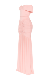 Ruched Off Shoulder Gown - Pink - side