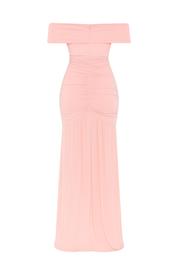 Ruched Off Shoulder Gown - Pink - back