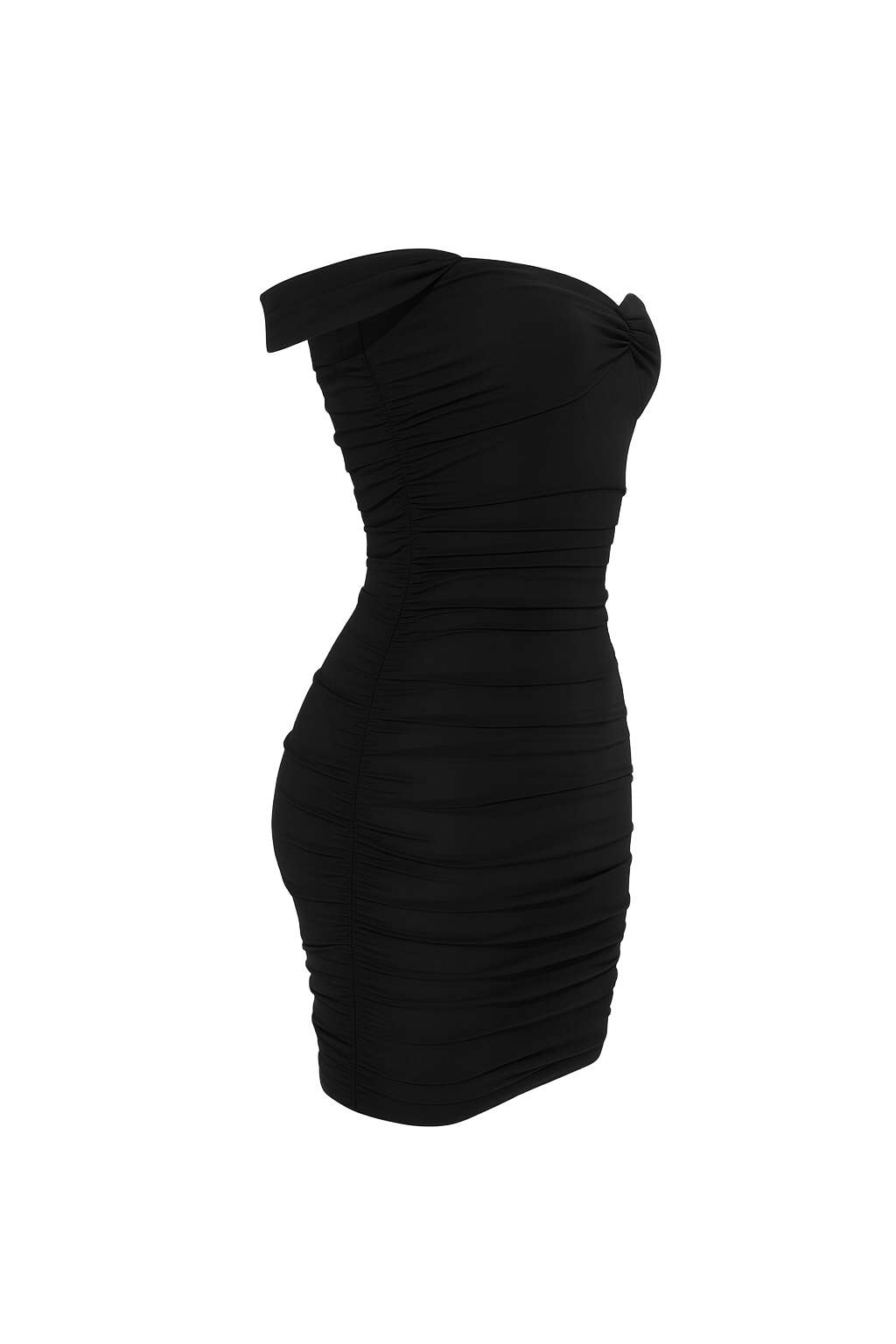 Ruched Off Shoulder Mini Dress - Black - side