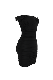Ruched Off Shoulder Mini Dress - Black - side