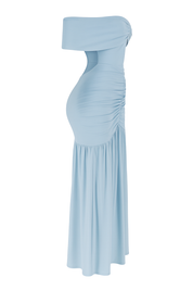 Ruched Elegance Maxi Dress - Light Blue - side