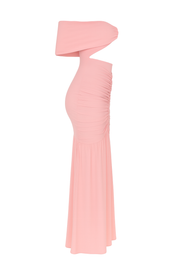 Ruched Elegance Maxi Dress - Pink - side