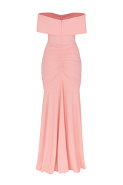 Ruched Elegance Maxi Dress - Pink - back