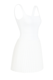Pleated Square Neck Dress - White - side