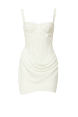 Lace Corset Mini Dress - White Lace