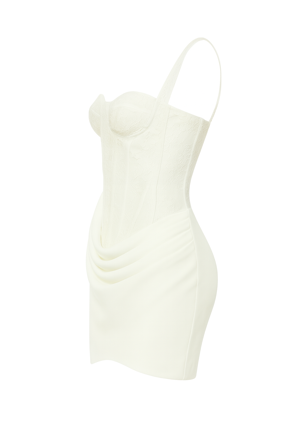 Lace Corset Mini Dress - White Lace - side