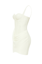 Lace Corset Mini Dress - White Lace - side