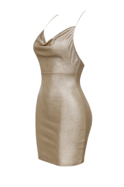 Slinky Metallic Cowl Mini Dress - side