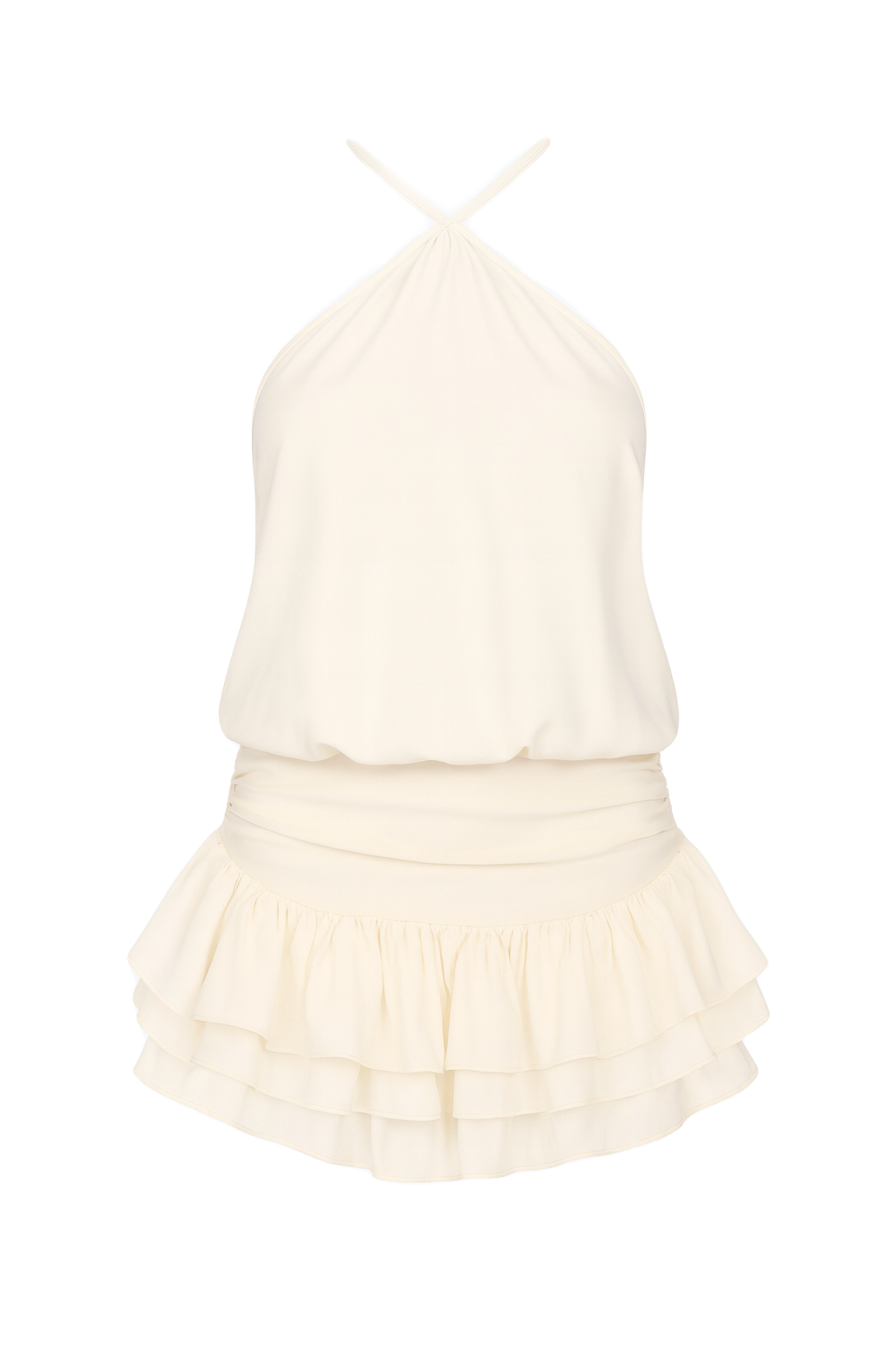 Halter Layered Ruffle Dress - front
