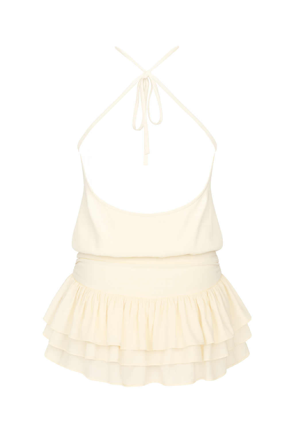 Halter Layered Ruffle Dress - back