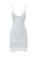 Lace Trimmed Slip Dress - Light Blue