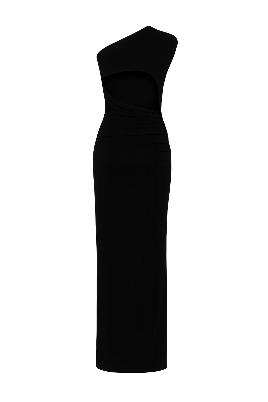 Draped Ruched Maxi Dress - Black - back