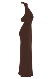 Lace Halter Maxi Dress - Maroon - side