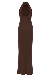 Lace Halter Maxi Dress - Maroon - back